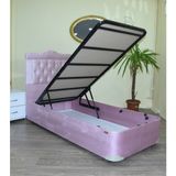 Bengi Ticaret Baza Başlık Tay Tüy Pembe Silinebilir Kumaş Model Kapitone Metal Fırın Boya 90*190 El Yapım - 90 x 190 cm - Beyaz