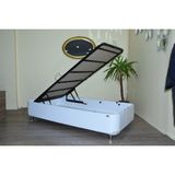 Bengi Ticaret Baza Suni Deri Beyaz Silin Kumaş Model Kapiton Metal Çelik Fırın Boya 100*200CM El Yapım - 90 x 190 cm