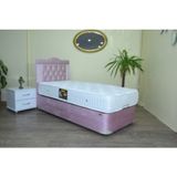 Bengi Ticaret Baza Tay Tüy Pembe Silinir Kumaş Kapitone Başlık Metal Fırın Boya Ort Pamuk Yatak 90*190CM El Yapım