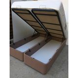 Bengi Ticaret Baza-Yatak-Başlık Standart Silin Kumaş Metal Çelik 150*200 Krem Renk Suni Deri Başlık El Yapım - 150 x 200 cm - Açık Kahverengi - Beyaz