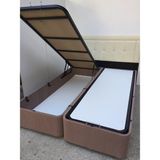 Bengi Ticaret Baza Yatak Başlık Standart Silinir Kumaş Model Kapiton Metal Transmisyon Fırın Boya 150*200 El Yapım - 150 x 200 cm - Açık Kahverengi - Beyaz