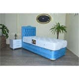 Bengi Ticaret Baza Yatak Başlık Turkuaz Mavi Silin Model Metal Fırın Boya 90*190 cm Ful Ortopedik Yatak El Yapım - 90 x 190 cm