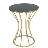 Bengi Ticaret BRC 12729 Kum Saat Fiskos Model Model Düz Siyah Temper Cam Gold El Yapım Sehpa