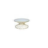 Bengi Ticaret Brc 18517 Rivoli Model Beyaz Mermer Cam Metal Gold renk Kaplam El Yapım Orta Sehpa