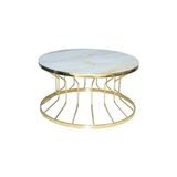 Bengi Ticaret Brc Orta Sehpa Bufalo Model Sarı Mermer Temper Cam Metal Çelik Gold Renk Kaplama El Yapım - Gold - Sarı Mermer