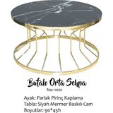 Bengi Ticaret Brc Orta Sehpa Bufalo Model Siyah Mermer Temper Cam Metal Çelik Gold Renk Kaplama El Yapım - Gold - Sarı - Farklı Renkler