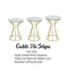 Bengi Ticaret Brc Zigon Cadde sehpa Metal çelik Gold renk kaplam beyaz mermer Temper cam Elyapı