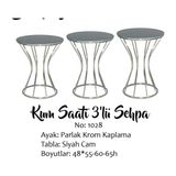 Bengi Ticaret Brc Zigon Sehpa Kum Saat Model Siyah Temper Cam Metal Krom Renk Kaplama El Yapım - gümüş-siyah - farklı mermer