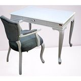 Bengi Ticaret Çalışma Masa-Berjer 90394 ST Sandalye Kelebek Klasik Beyaz Keten Kumaş Aslan ayak