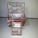 Bengi Ticaret Çeyiz 18148 SANDIK Kapitone Model 3 lü PEMBE Kadifemsi Kumaş İçi Tela El Yapım