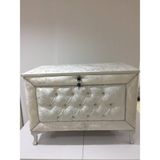 Bengi Ticaret Çeyiz Sandık Kapitone Büyük 3lü Set Model Krem Kadife Kumaş Içi Kırmızı Tela Kutuda Sevk El Yapım - 90 x 65 cm - Pembe