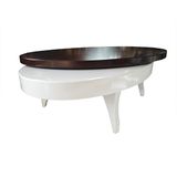 Bengi Ticaret Döner Orta Sehpa Oval Inovatiftarz Kayın Retro Ayak Mdf Parlak Beyaz Füme Cam - İstenen Renk