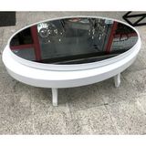 Bengi Ticaret Döner Orta Sehpa Oval Rus Tarz Model Kayın Retro Ayak Mdf Tabla Parlak Beyaz Füme Cam El Yapım - beyaz-füme cam - tüm renkler