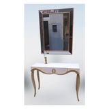 Bengi Ticaret Dresuar 90012 CNC Kabartma Hayal Ayna Gold beyaz Uyum Ahşp MDF Kayın Ayk El yapım - Beyaz - Gold