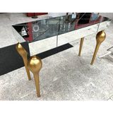 Bengi Ticaret Dresuar Tombul Ayak Model Kayın Torna Mdf Tabla Parlak Gold Füme Cam Kaplama