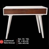 Bengi Ticaret Dresuar Torna Model Kayın Retro Ayak Mdf Tabla Parlak Beyaz Ceviz Uyum El Yapım
