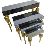 Bengi Ticaret Dresuar-Zigon Tombul Ayak Model Kayın Torna Mdf Tabla Parlak Gold Iskelet Füme Cam Kaplama