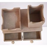 Bengi Ticaret Hobi ADN 90254 Dekoratif Çift Çekmeceli Kalemlik Ahşap MDF HAM CNC Kesim El Yapım - masaüstü kalemlik - 22x12x14