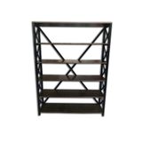 Bengi Ticaret Kitaplık 13725 Metal ÇAPRAZ Yan Model MDF Torna Raf Parlak SİYAH Demonte El Yapım