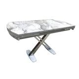Bengi Ticaret Masa 17967 X Çapraz Ayak Metal Çelik Nikelaj Beyaz Mermer Tabla El Yapı
