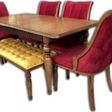 Bengi Ticaret Masa FiTİL 17997 Klasik Model Tk Kapitone Sandalye Tombul Ayak Ort Oturum El Yapı