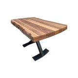 Bengi Ticaret Masa Kütük Ağaç Desen Kelebek Metal Transmisyon Çelik Siyah Ayak Ceviz Tabla Kutuda Sevk El Yapım - 136*80*78 - Ceviz - Siyah