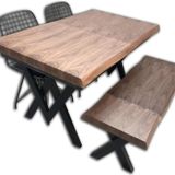 Bengi Ticaret Masa KÜTÜK DESEN 12513 Tk Model X metal ayak Benc ve tel sandalye-tabure El Yapım