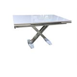 Bengi Ticaret Masa x Ayak Model Metal Transmisyon Nikelaj Dikdörtgen Kelebek Yan Açılır Temperli Cam El Yapım - 80X120 - Ahşap - Beyaz