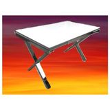 Bengi Ticaret Masa Yandan Açıl x Ayak Metal Transmisyon Çelik Nikelaj Glosspan Tabla Itinalı Paket ve Kargo El Yapım - 130*80*78 - Beyaz - Gri