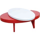 Bengi Ticaret Orta Döner Sehpa Oval Inovatif Kayın Retro Ayak Mdf Döner Tabla Beyaz Kırmız Elyapım