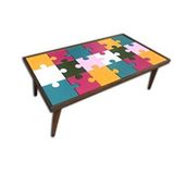 Bengi Ticaret Orta Sehpa 13623 Puzzle Bulmaca Kayın Retro Ayak Üstü cam Çocuk gelişimine Destek