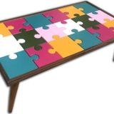 Bengi Ticaret Orta Sehpa 17982 PUZZLE Bulmaca Kayın Retro Ayak cam Çocuk gelişimine Destek Ürün