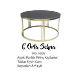 Bengi Ticaret Orta Sehpa Brc C Model Siyah Düz Temper Cam Metal Çelik Gold Renk Kaplama Ayak El Yapım - farklı renkler