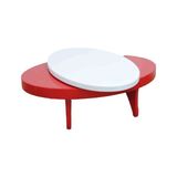 Bengi Ticaret Orta Sehpa Döner Oval Inovatif Tarz Kayın Retro Ayak Mdf Tabla Parlak Beyaz Kırmız