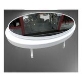 Bengi Ticaret Orta Sehpa Dönerli Oval Rus Tarz Model Kayın Retro Ayak Sağlam Şık Mdf Tabla Parlak Beyaz Füme Üst Cam - wenge