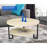 Bengi Ticaret Orta Sehpa Osm 117150 YUVARLAK METAL MODEL Metal Ayak Parlak KREM Lake Demonte