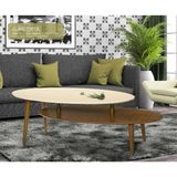 Bengi Ticaret Orta Sehpa Osm Elips Model Parlak Ceviz Krem Ahşap Kayın Torna Ayak Itinalı Paket Kargo El Yapım