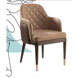 Bengi Ticaret Sandalye 19797 Zus2110 Berjer Model Vizon-Kahve Renk Tam Kolçak Ort Ceviz Ayak