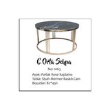 Bengi Ticaret Sehpa C Brc Orta Model Mermer Siyah Temper Cam Metal Çelik Rose Renk Kaplama Ayak El Yapım - rose bakır - istenilen renk