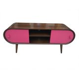 Bengi Ticaret Tv Sehpası 13925 ST BOMBELİ Model Kayın RETRO Ayak Parlak Ceviz-Pembe120 El Yapım