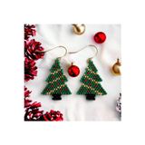 Bengü Accessories Yılbaşı Ağacı Tasarımlı Miyuki Tuğla Tekniği Tasarım Küpe