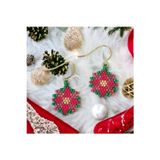 Bengü Accessories Yılbaşı Çiçeği Tasarımlı Miyuki Tuğla Tekniği Tasarım Küpe
