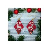 Bengü Accessories Yılbaşı Hediyesi Ren Geyiği Tasarımlı Miyuki Küpe