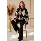 benguen Baklava Desenli Triko Tunik R4508 Siyah