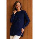 benguen Desenli Merserize Tunik N3385 Lacivert