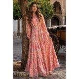 benguen Desenli Tesettür Jessica Elbise B604 Pembe