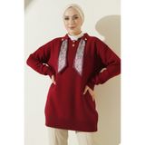benguen Fularlı Triko Tunik R7178 Bordo