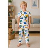 Beniizle Desenli Erkek Çocuk Pijama Takım - Beyaz - 3 - 4 Yaş