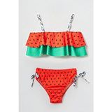 Beniizle Desenli Kız Çocuk Bikini Takım - Çilek - 11 - 12 Yaş