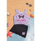 Beniizle Desenli Kız Çocuk Bikini Takım - Lila - 4 - 5 Yaş
